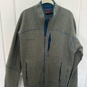 Mammut Jacket Collar Detail in Olive Green and Teal